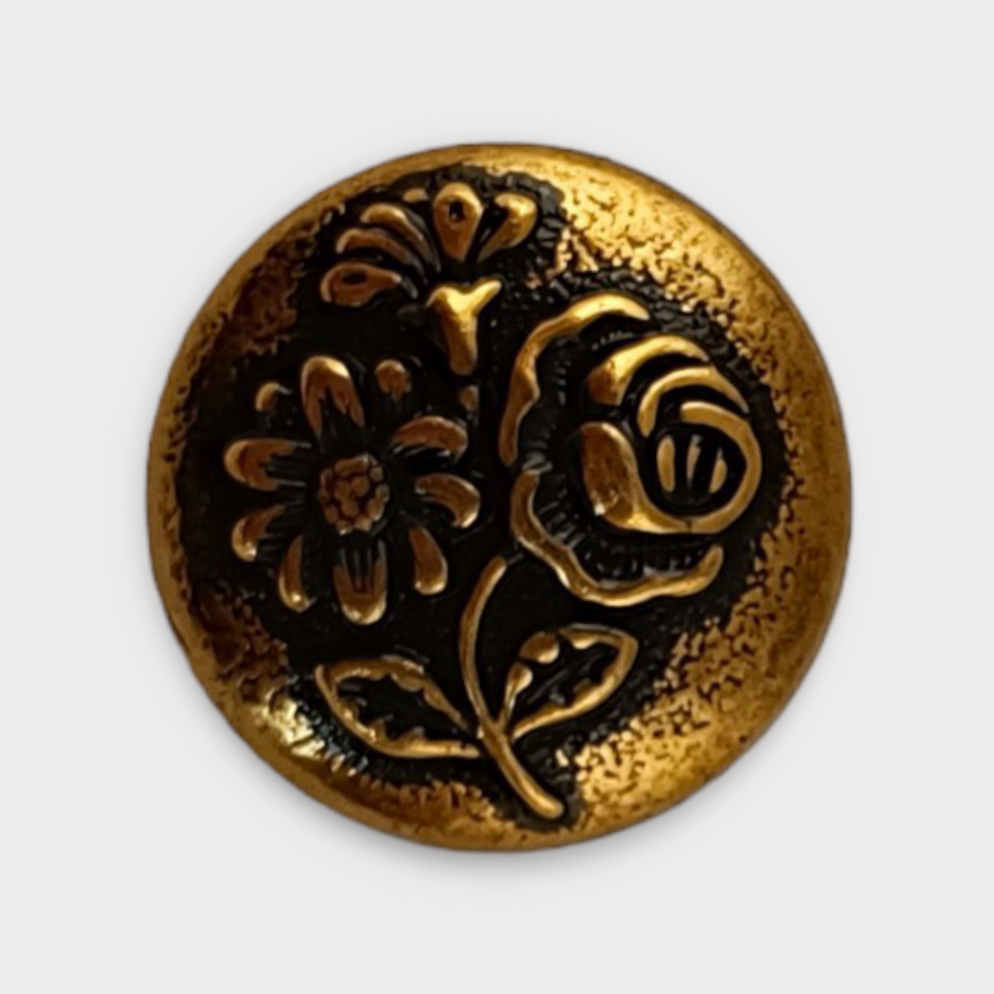 Metallknapp med blomst - to farger